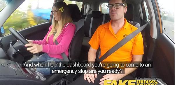  Fake Driving School hot Italian learner with big natural tits fucks for her exam